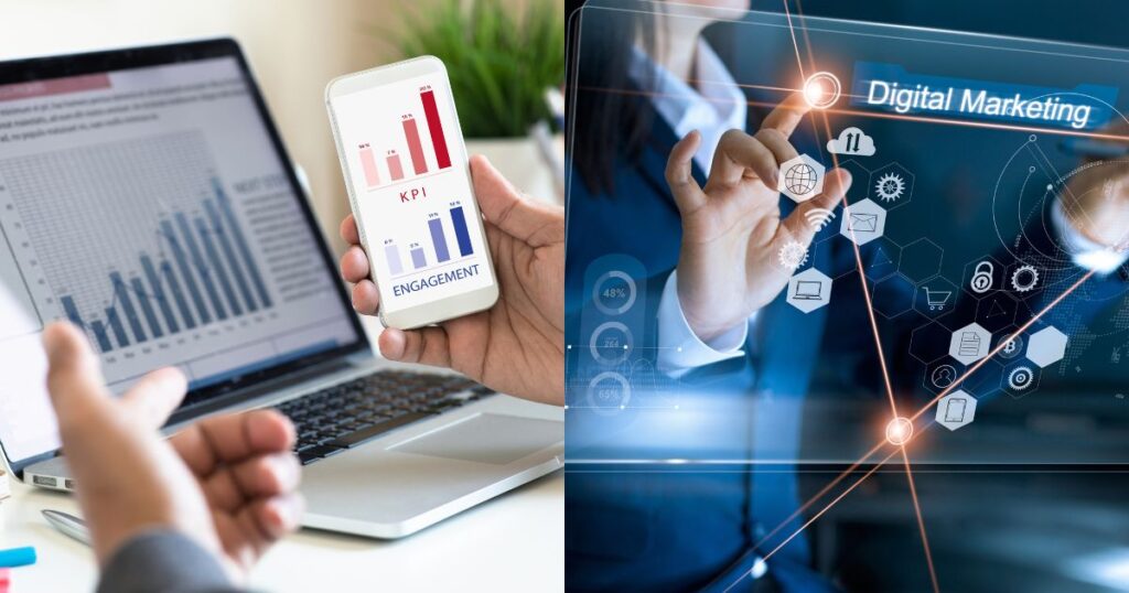 Ilustración de conceptos clave del marketing digital.